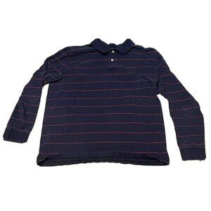 St. John's Bay Legacy polo shirt mens XL long sleeve button striped black